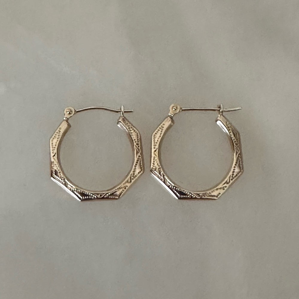 14k Solid Gold Hoop Earrings - Picture 4 of 16